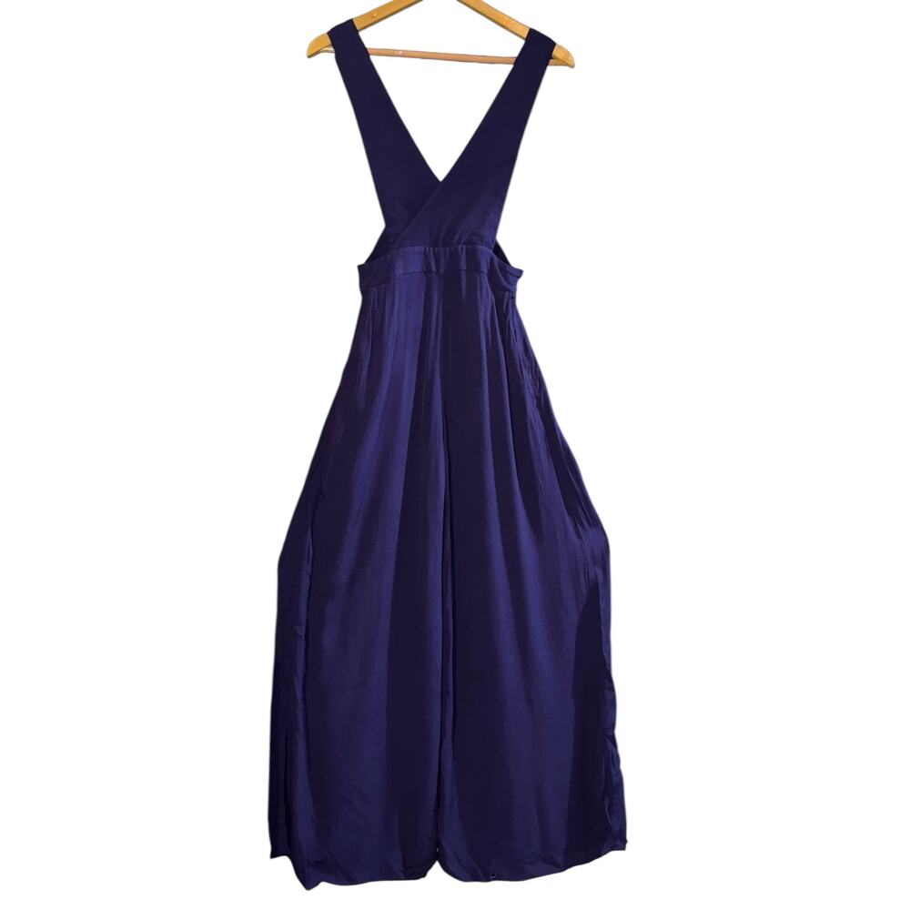Maeve Anthropologie Purple‎ Overall Jumpsuit Suspender Wide Leg Sz 0 Boho *Flaw*